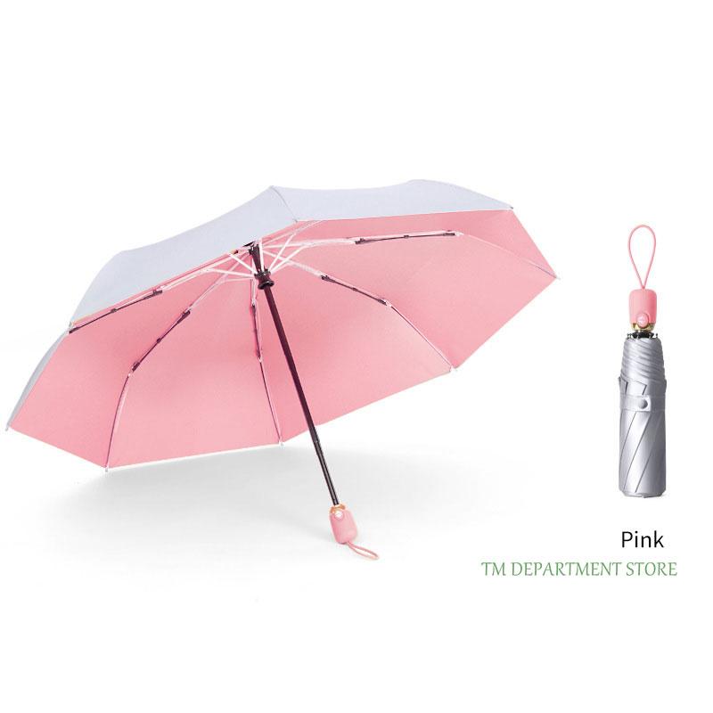 Multi-Color Windproof Umbrella for Men and Women, Titanium Silver, Travel Rain Sun, Fully Automatic, 3 Folding, UV, 8 Ribs