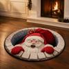 Non-Slip Round Vortex Carpet Santa Claus Christmas Doormat 3D Illusion Rug  Christmas