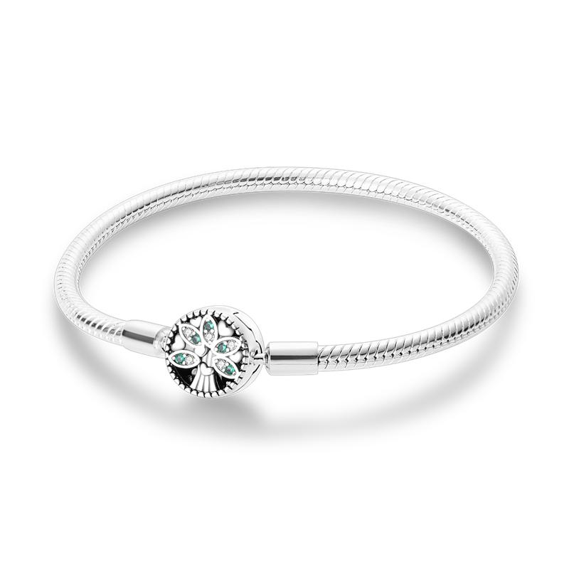 S925 Sterling Silver Bracelets 17-20CM Original Leaf Clover Butterfly Heart Bracelet Fit DIY Charms Beads Fashion Women Jewelry