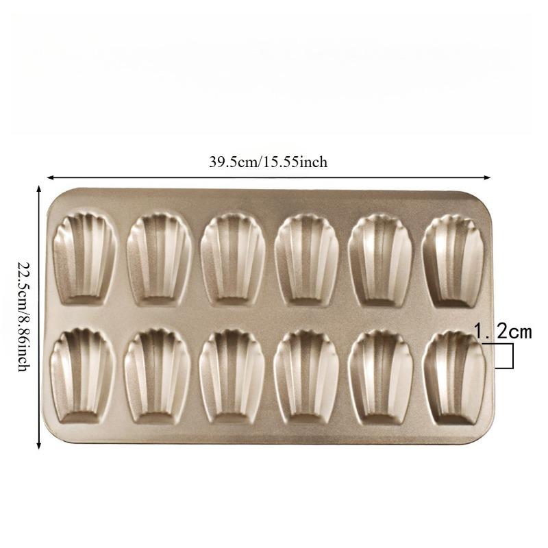 1PC mold 12-piece gold carbon steel non-stick shell scallop cake baking tray for oven food-grade baking mold