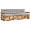 Outdoor Sofa Set with Cushions 3 Pcs Natural and Light Grey