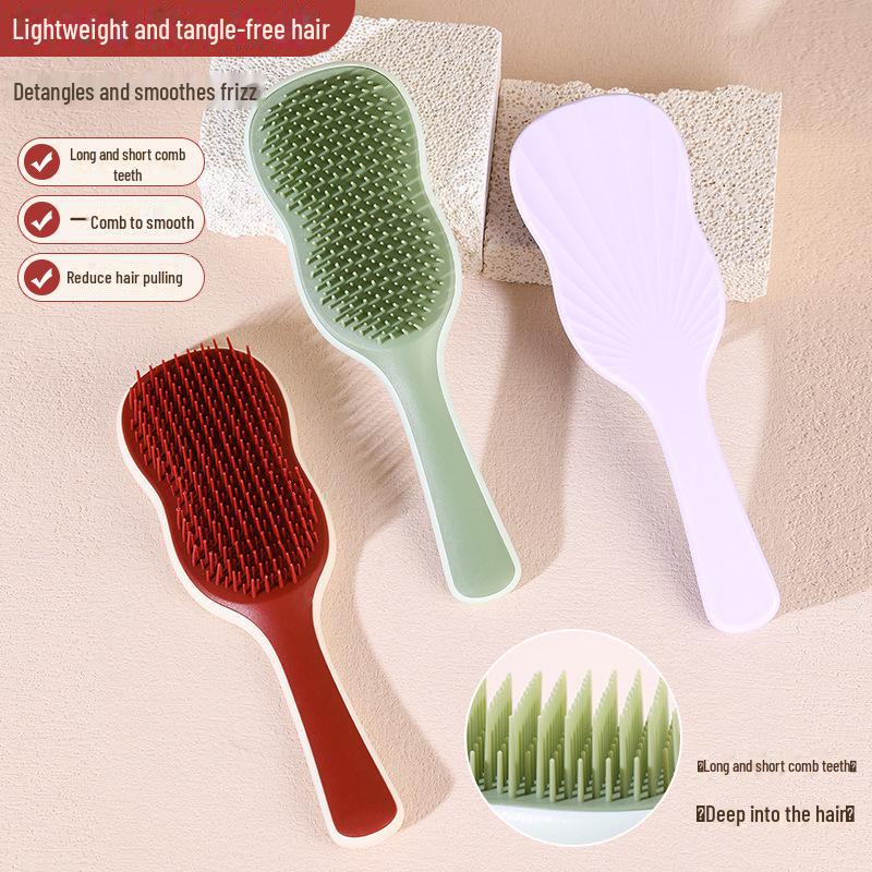 Peigne à cheveux en feuille de bananier: Peigne de massage et de coiffage à coussin d'air sans nœud pour filles
