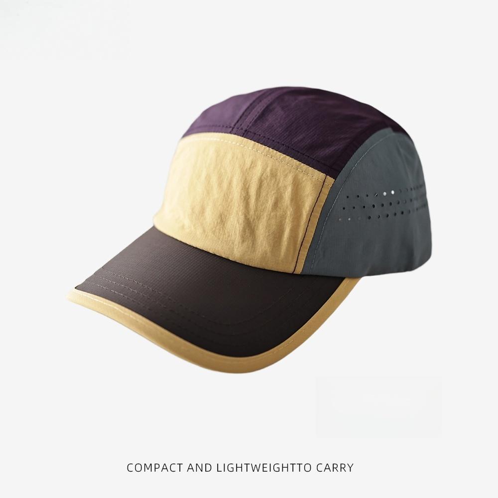 UPF50+ Quick Dry Baseball Cap Color Block 5 Panel Hat Breathable Outdoor Sports Running Sun Protection Men Women Caps