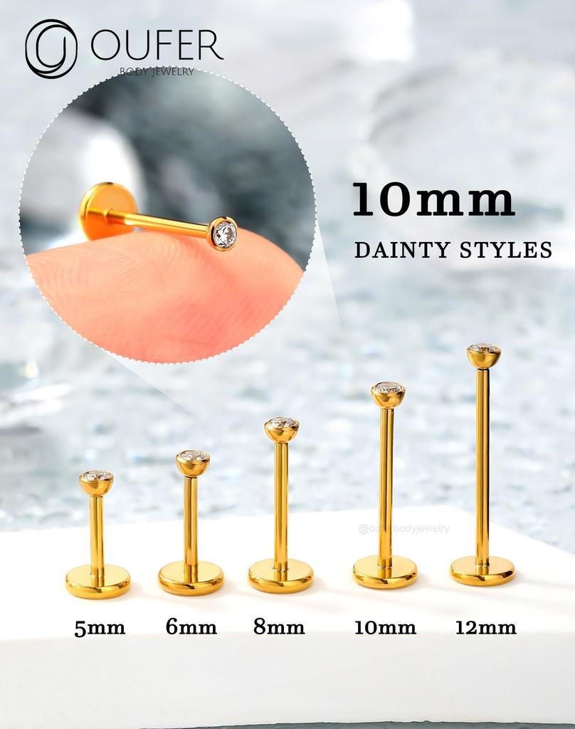 OUFER Body Piercing Titanium 20G Lip Nose Piercing Stud 5681012mm Labret Earring Jewelery Threadless Nose Bar Push In Tragus Conch Lobe Piercing Bar