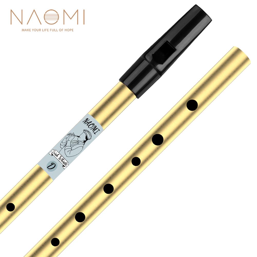 Brass Irish 6 Holes Whistle Treble D Flute Feadog Tin Whistle Metal Pocket Feadan Musical Instrument