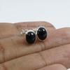 Natural Black Onyx Stud Earrings, 925 Sterling Silver Studs, Oval Black Onyx Studs, Gift for Mom, December Birthstone, Handmade Silver Studs