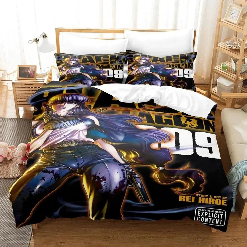 Anime Black Lagoon Bedding Set Duvet Cover Bed Set Quilt Cover Pillowcase Comforter King Queen Size Boys Adult Bedding Set
