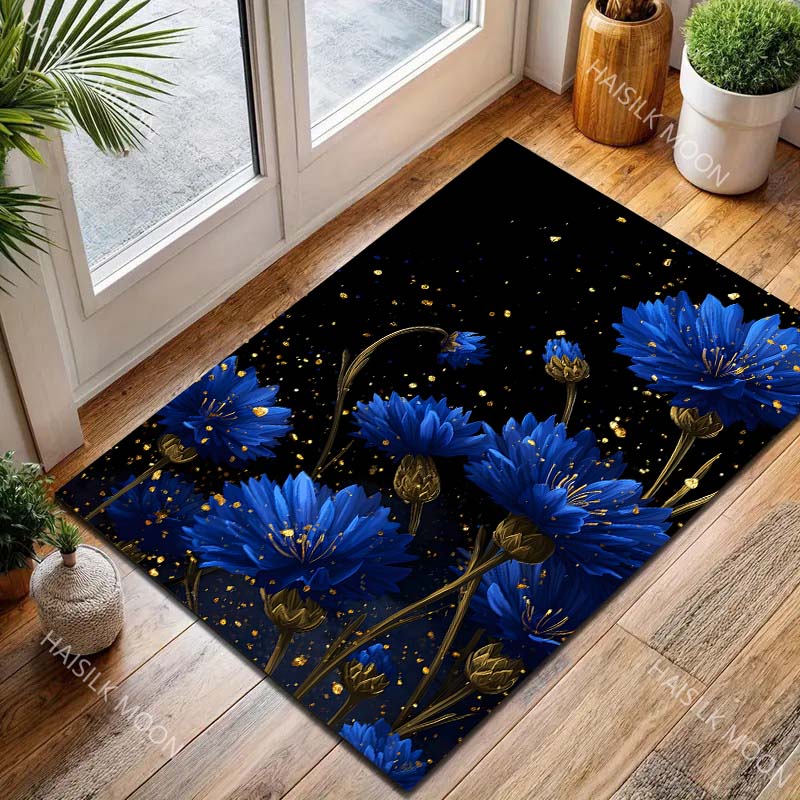 Blue Daisy Pattern Carpet for Living Room Bedroom Bedside Floor Mat Sofa Table Area Rugs Home Decor Large Size Luxury Gift