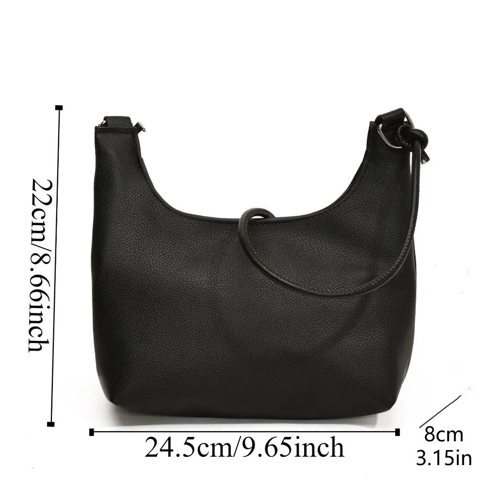 Large Capacity PU Tote Bag Soft Leather Single Shoulder Bag Fashion Vintage Underarm Bag  Lady
