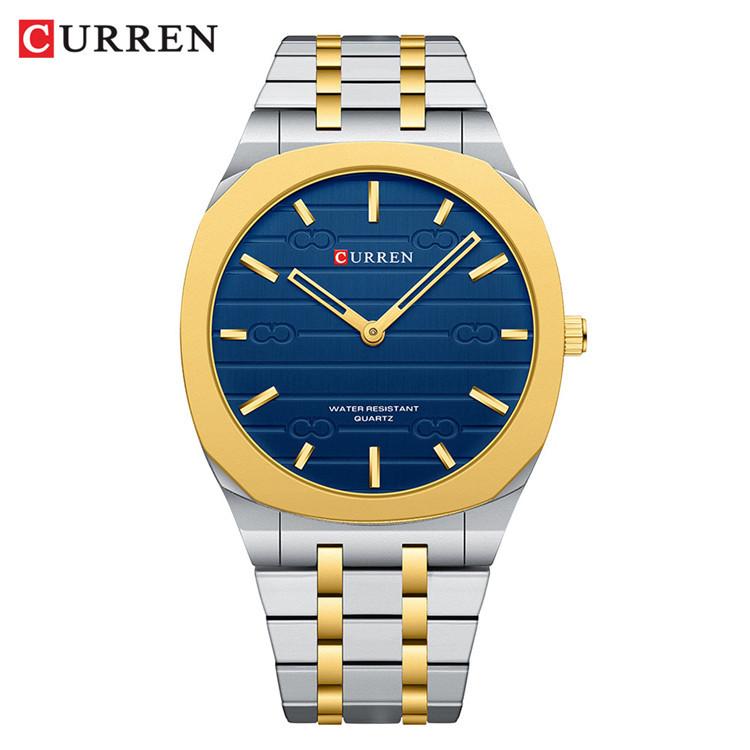 CURREN 8444 Steel Band Watch Simple Calendar Large Dial Ultra-Thin Business Watch Waterproof for Men