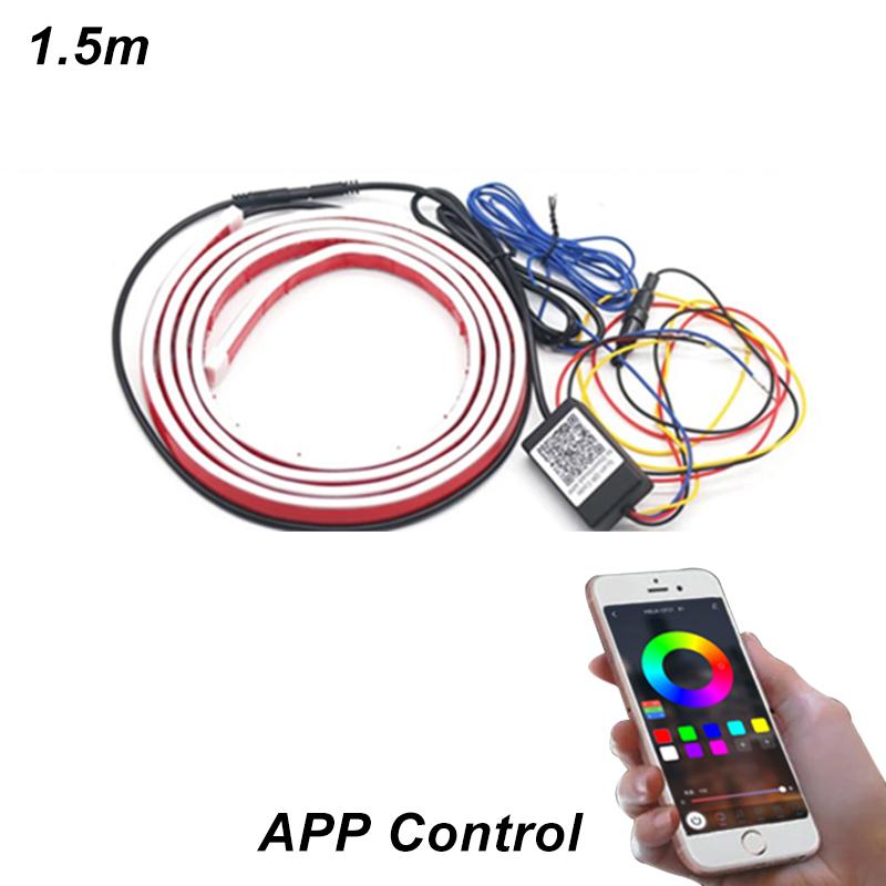 

RGB Car Light Strip Turn Signal APP Dynamic Control LED Decor Light Strip Waterproof DIY Refit for Front Engine Hood Decorations APP Control