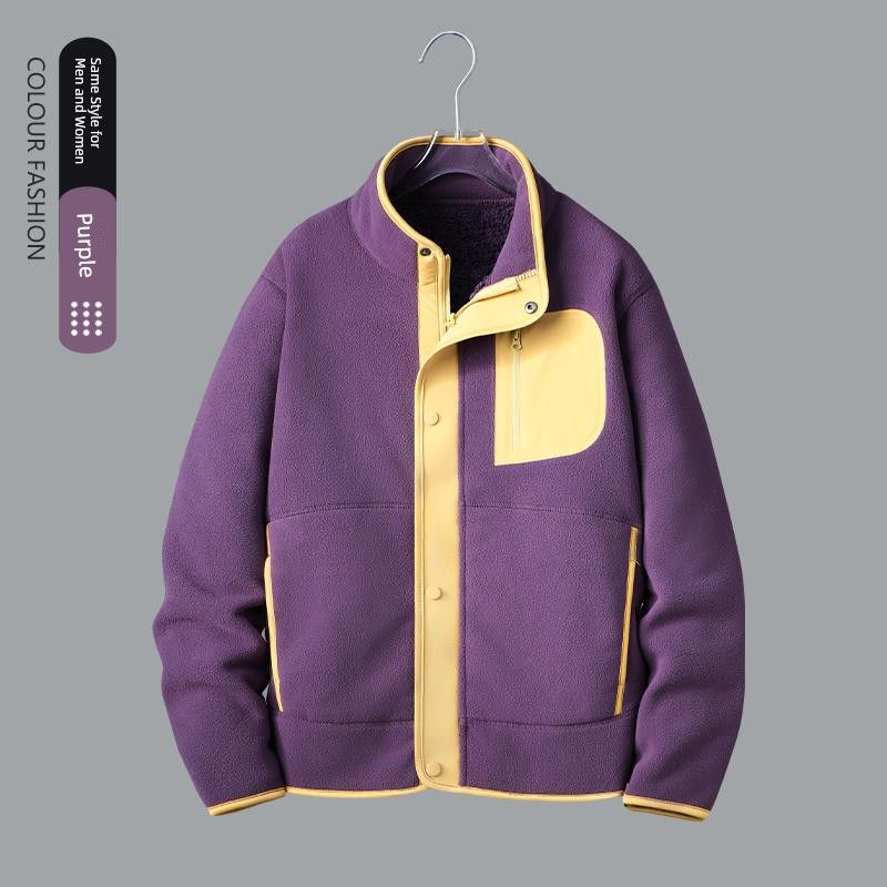 Double-Sided Polar Fleece Hooded Outwear Men Winter Thickening Cardigan Outdoor Fleece Coat Liner Export Men's Clothing Jacket
