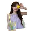 French first love gentle purple neck sling dress summer women's vacation style loose and thin A-shaped long skirt
