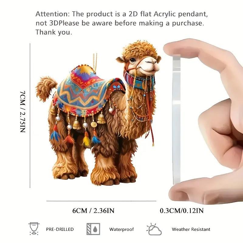 

1PC new cute cute camel backpack pendant acrylic flat car pendant home holiday decoration
