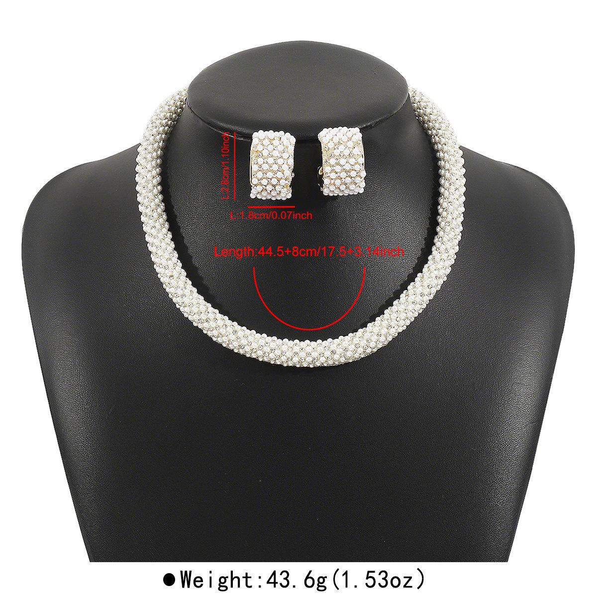 

Французский темперамент Элегантные жемчужные серьги Ожерелье, Банкет Свадьба Свадебный набор украшений