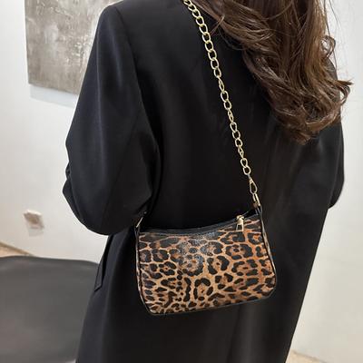 Schultertaschen mit Leopardenmuster für Damen Modische Umhängetaschen mit Kettenriemen Designer-Handtaschen für den täglichen Gebrauch