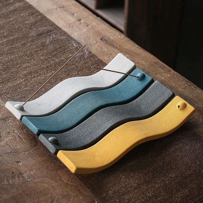 Creative Coarse Pottery Incense Holder - Reclining Sandalwood Burner & Ornament for Home or Office.