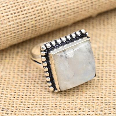Bague en argent sterling 925 faite à la main avec pierre de lune arc-en-ciel, bijoux pour l'amour