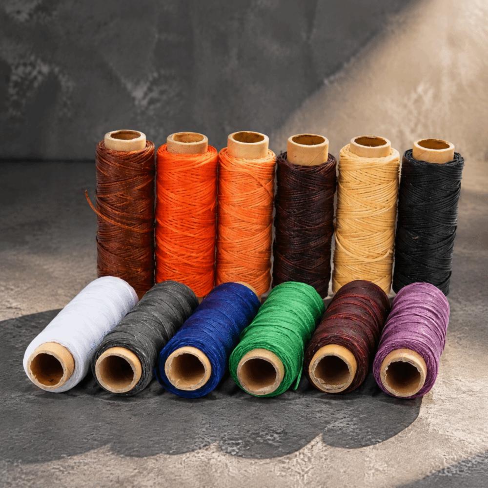 12pcs 55 Yards Per Spool Waxed Thread 150D Hand Stitching Thread Braided Flat Thread  Shoe Repairing