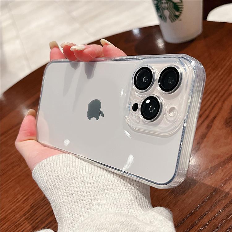 NYHET Luxury Plating Clear Phone Case For iPhone 15 14 13 11 12 Pro Max X XS Max XR 7 8 Plus Full Lens Protector Silikondeksel