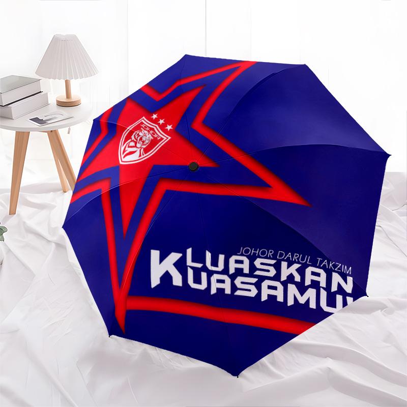 Johor Darul Ta'zim FC  Pattern, Automatic Folding Umbrella, Portable and Foldable Design, 8 Ribs, a Christmas or Birthday Gift.