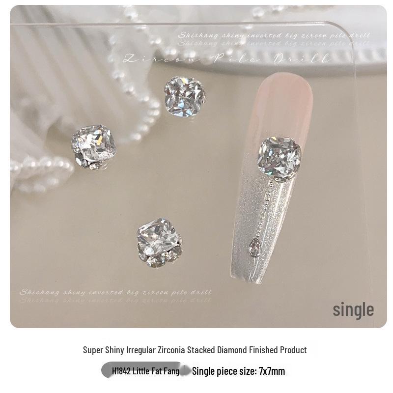 White Cubic Zirconia Stacked Rhinestone Manicure Ornaments - Handmade Sparkling Rhinestone Balls & Dove Egg Decorations