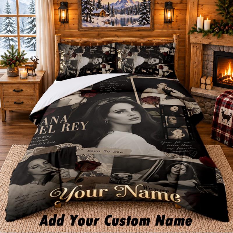 Lana Del Rey Custom Name 3Pcs Bedding Set 1 Bed Sheet 2 Pillowcases Bedroom Home Decor