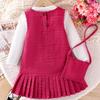 Spring and Autumn New Trendy Girls' Outfit Long Sleeve Inner Wear + Pink Dress with Crossbody Bag