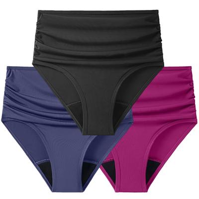 Traje de baño menstrual a prueba de fugas, parte inferior de Bikini, pantalones absorbentes, bañadores de cintura alta para adolescentes y mujeres
