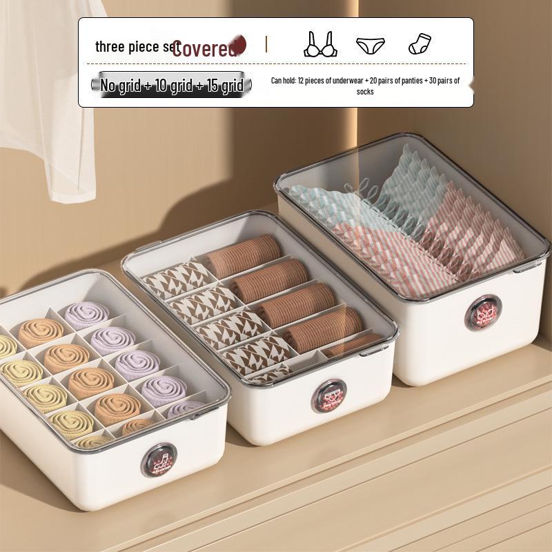3-in-1 Dustproof Underwear and Sock Organizer with Lid