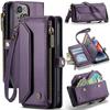 Crossbody for iPhone 14 Case Wallet RFID Blocking with 7-Card Holder Zipper Bills Slot, Soft PU Leather Magnetic Shoulder Wrist Strap