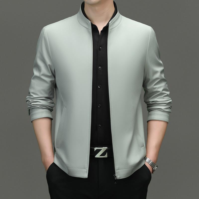Stand-up Collar Jacket Zipper Business Jacket Middle-aged Men's Jacket Dad Jacket