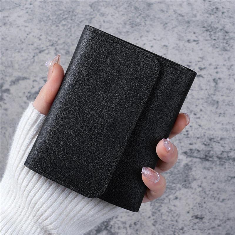 Slim Minimalist Women's Wallet - Ultra-Thin Multi-Function Coin Purse Solid Color Elegant Short Handbag Holder