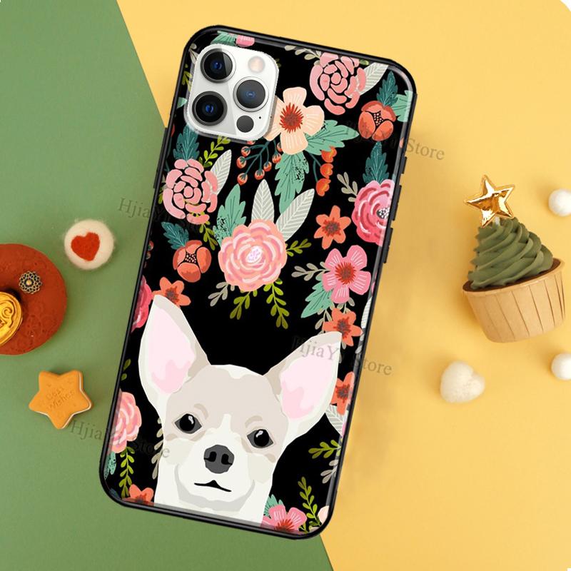 Chihuahua Face Floral Dog Case For Apple iPhone 13 12 Mini 11 14 Pro Max XS X XR 6S 7 8 Plus 5S SE 2020 Phone Cover