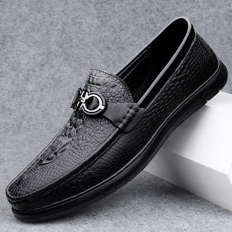 Broken size breathable casual leather shoes soft leather soft sole Doudou shoes driving lazy shoes