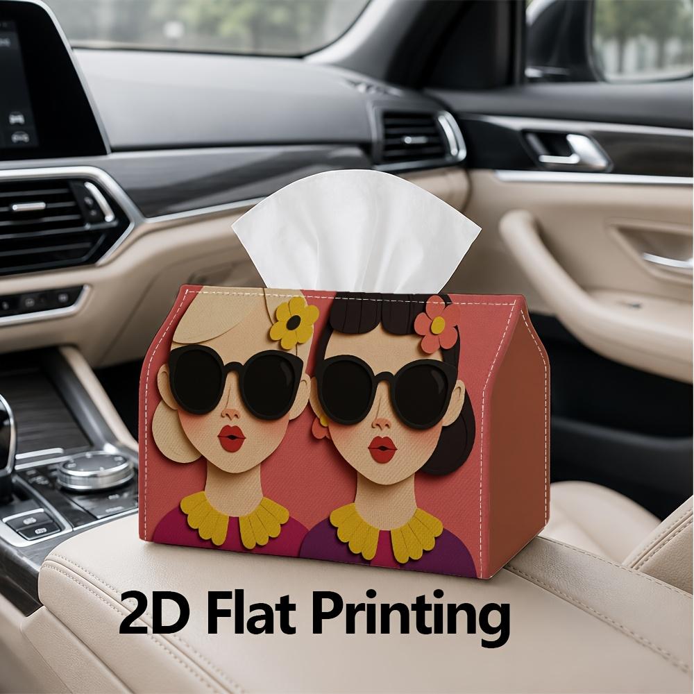1pc, 2d Flat Printing, Tissue Box Simple and Elegant Pattern Printed Tissue Box, Suitable for Vacation Home Decoration, Kitchen, Living Room, Car Holi