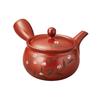 Ale-net Teapot, 17 X 14 X 9 Cm, 330cc, Red Clay Flat Bamboo Grass Teapot (Refreshing Mesh), Tokoname Ware, Made In Japan, Stylish