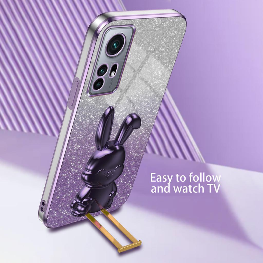 For Xiaomi 12 5G/12X 5G/12S 5G PC+TPU Back Shell Lovely Rabbit Cell Phone Kickstand Case