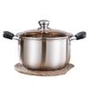 Double-Layer Stainless Steel Stockpot with Steamer for Porridge, Noodles, and Soup - Compatible with Induction and Gas Stoves