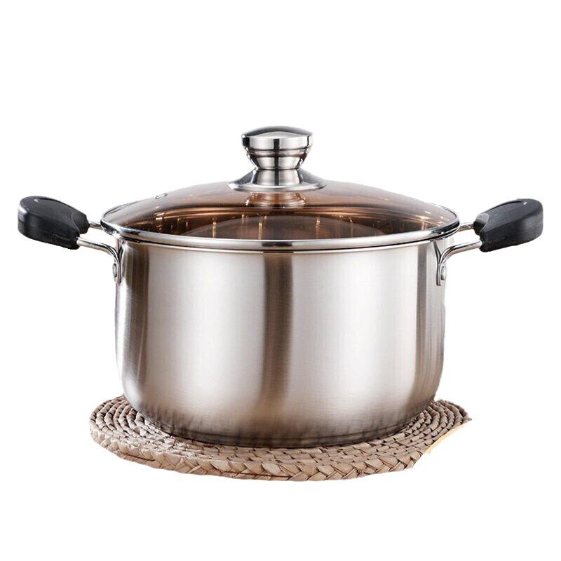 Double-Layer Stainless Steel Stockpot with Steamer for Porridge, Noodles, and Soup - Compatible with Induction and Gas Stoves