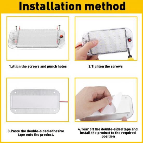 2x Interior 12V Car 48-LED Roof Dome Light Ceiling Lamp RV Camper Trailer Truck