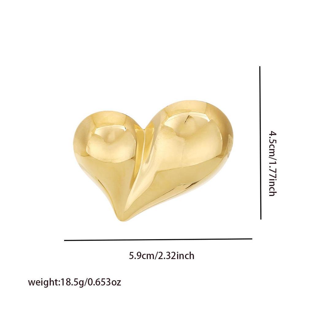Asymmetrical Glossy Heart Brooch - Unique European-American Suit Pin Decoration