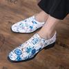 Men’s Shoes Derby White Flower Print Dress Shoes Tuxedo Wedding Blazers Saddle Shoes Plus Size