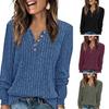 2025 Autumn/Winter Women's Round Neck Casual Long Sleeve Button Knit Top
