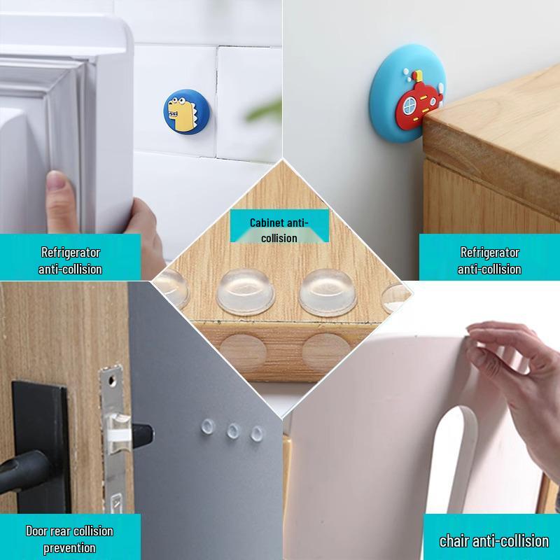 Silicone Anti-Collision Door Knob Pad & Wall Protector Set