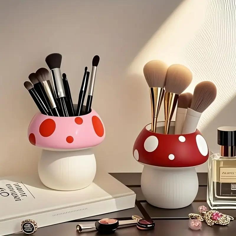 Cute Mushroom Ceramic Pen Container Series Suitable Makeup Brushes Container Office Supplies Desktop Creative Decoration]