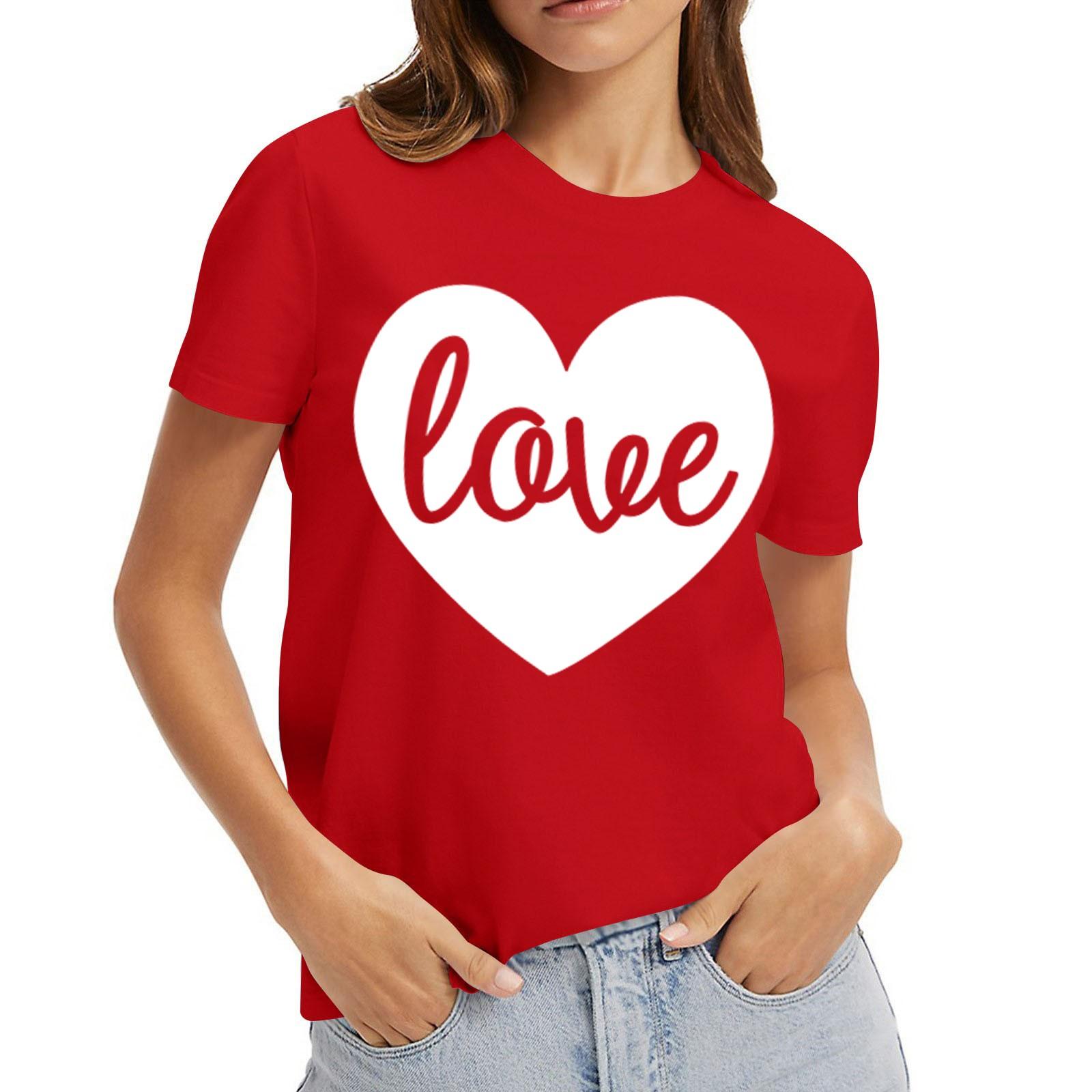 

Женский повседневный свитер с короткими рукавами и круглым вырезом с принтом ко Дню святого Валентина XL белый