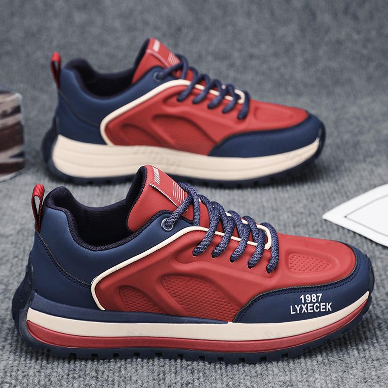 

Fashion 2025 Spring New Men Shoes Casual Sport Fashion Trend Shoes Korean Version Comfortable Height Increasing Non slip Chunky sneakers 39 красный