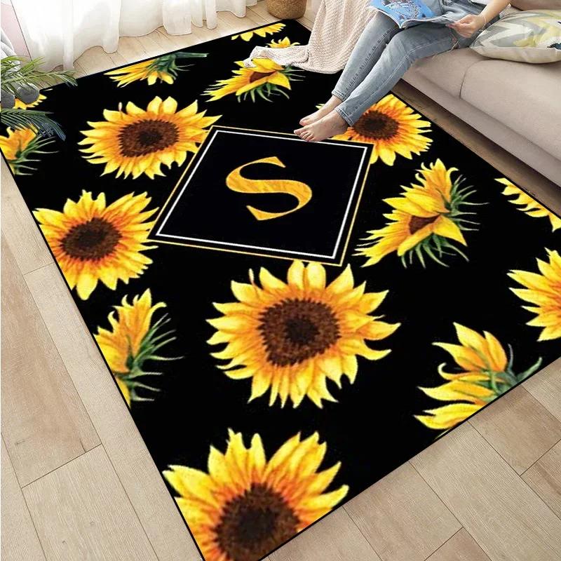 3D Sunflower Carpet Non-slip Floor Mat Bedroom Living Room Large Area Rugs Home Decor Floral Doormat Entrance Mat Tapis Salon