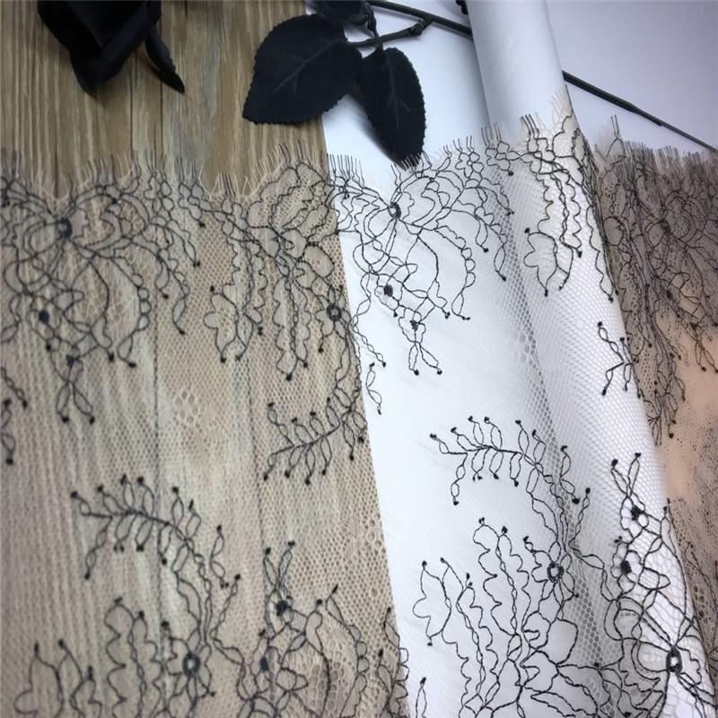 3m x 23.5cm French Chantilly Lace, Non-stretch Eyelash Mesh Lace Trim for Bra, Underwear, Lingerie, Dress, Garment, Sewing & Crafting